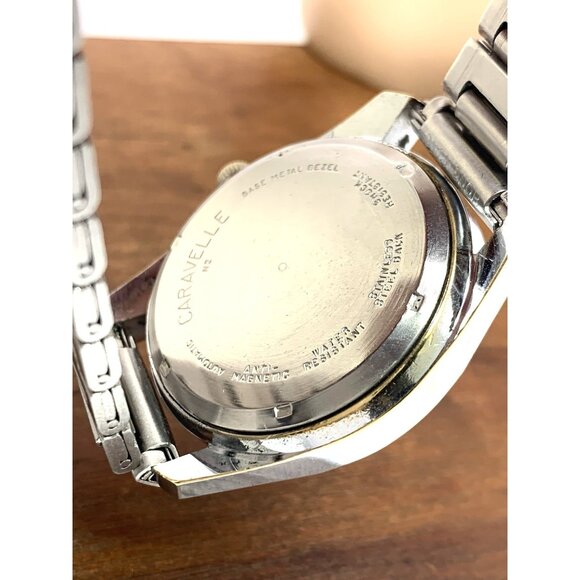Caravelle Men's Watch 1970'S Vintage Automatic Blue Dial Date Silver Steel 36mm - Picture 6 of 14